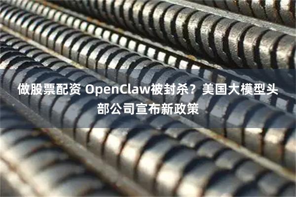 做股票配资 OpenClaw被封杀?美国大模型头部公司宣布新政策
